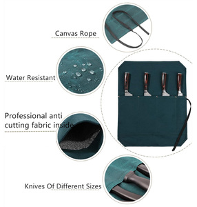 Sac à couteaux de chef en toile cirée imperméable de qualité supérieure pliable OEM/ODM 4 emplacements Doublure anti-coupure BBQ Camping - Product Image 4