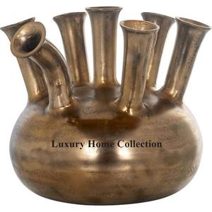 Fantaisie 100% Aluminium Fonte Laiton Antique Couleur Fleur Affichage Pots Et Vase Avec 7 Floral Titulaire Durable Robuste Fleur Vase - Product Image 1