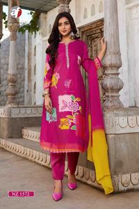 Ropa informal Dola Seda con estampado y trabajo manual Kurti Pant y Dupatta Mujer Moda Exportador mundial a la tarifa más baja - Product Image 5