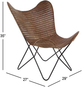 Leather Butterfly <b>Chair</b> Classy Handmade Dark Living Room Relaxing <b>Chair</b> Handmade with Decorative <b>Chair</b> <b>Folding</b> Black Iron Frame - Product Image 5
