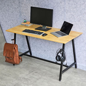 140x60cm Rubber Wood Desk with Hanging Shelf and <b>Foldable</b> Bookshelf Iron <b>Legs</b> Assembly Required-SPD68212 Computer <b>Table</b> - Product Image 4