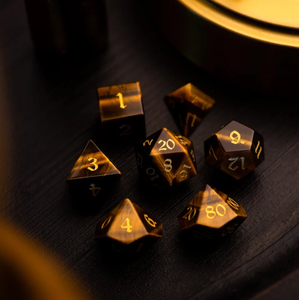 ลูกเต๋าหินธรรมชาติ DND ลูกเต๋าหินตาเสือสีเหลืองขนาดใหญ่ RPG โดย alif คริสตัลและอาเกต - Product Image 1