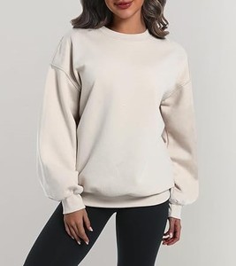 เสื้อสเวตเตอร์ผู้หญิงคอตตอนเนื้อนุ่มแบบสวมหัวทรงหลวมมีปกด้านข้าง - Product Image 1