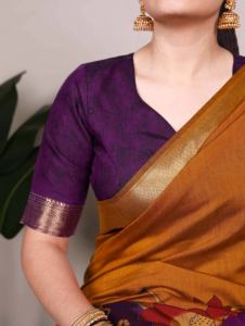 Saree Chanderi traditionnel élégant imprimé avec tissage Zari et chemisier en polyester viscose pour les fournisseurs de saree en vrac - Product Image 2
