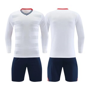 Conjunto de camiseta de fútbol de manga larga para hombre, uniformes de entrenamiento para correr para niños y adultos, ropa deportiva en blanco con estampado - Product Image 2