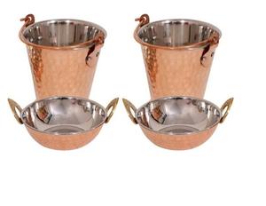 Vente en gros de service de table indien traditionnel en cuivre avec poignée Karahi de 5 pouces couverts en acier pour cadeau de cuisine de fête à la maison - Product Image 5