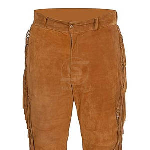 กางเกงหนังกลับชายแบบมีชายครุย ล้างสี ดีไซน์ล่าสุด ผลิตตามสั่ง MOQ ต่ำ ขายส่ง สำหรับขายออนไลน์ - Product Image 4