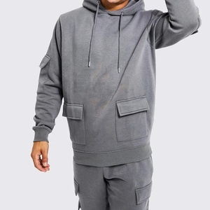 Ensemble de survêtement décontracté à capuche pour homme, coupe classique, de haute qualité, personnalisable OEM, 2 pièces, hiver, uni, 100% coton - Product Image 4