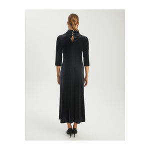 Robe maxi trapèze à col à revers, non doublée, sans ceinture, très colorée - Product Image 4