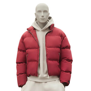 Chaqueta Acolchada Roja para Hombre 2026, con Capucha y Cierre de Cremallera, Abrigo de Invierno Impermeable, Bordado, Cálido y Aislante, Chaqueta de Moda - Product Image 4