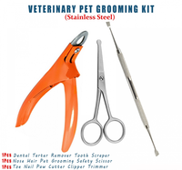 Kit de soins et de toilettage pour animaux de compagnie avec ciseaux coupe-ongles et grattoir à dents Une grande variété d'instruments vétérinaires sont disponibles
