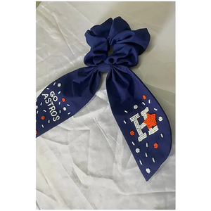 Houston Astros bordado Scrunchie con logotipo de estrella Estilo de lazo de moda y logotipo personalizable - Product Image 1