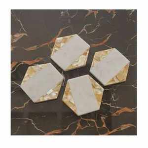 Sous-verres rectangulaires en bois fait main avec incrustation de nacre blanche, écologiques, 5 mm, qualité supérieure, qualité export - Product Image 4