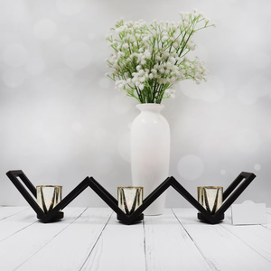 Portavelas de metal de diseño ZIG ZAG de alta demanda con revestimiento protector para uso duradero para la decoración del hogar - Product Image 4