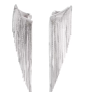 Fringe Tassel <b>Earrings</b> - <b>Silver</b> - Extra <b>Long</b> Fringe Tassel <b>Earrings</b> - Gold - <b>Long</b> - Product Image 1