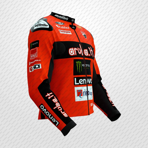 Nicolo Bulega Rucati Aruba.it veste en cuir de course en cuir de vachette/kangourou moto sur mesure équitation Chaqueta avec bosse CE armures - Product Image 2