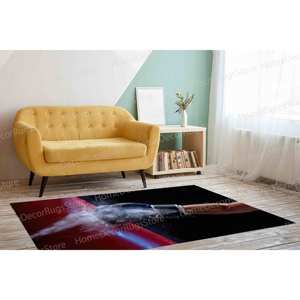 Boxing Rugs Printed Wool Rug-Eco Friendly Traditional Patchwork Design with <b>Latex</b> Backing Boxing <b>Man</b> Cave Accent Rug - Product Image 4