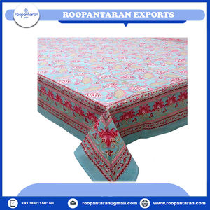 Indian Manufacturer's Handmade 100% Cotton Linen <b>Tablecloth</b> Elegant Block Printed Designs Low Price Table Cover - Product Image 4