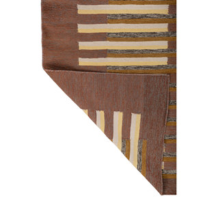 Alfombra Rectangular de Lana Hecha a Mano Indusbar, Diseño Abstracto a Rayas Rojo Naranja, para Entrada del Hogar -ADWL-13019, 9x12 - Product Image 5