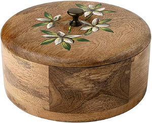 Perfect mango <b>wood</b> chapati <b>box</b> <b>with</b> <b>lid</b> cover for restaurant and hotels use glossy look - Product Image 3