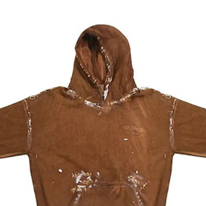 Sweat à capuche vintage délavé de haute qualité pour homme, motif uni, polaire, hiver, streetwear, imprimé, teinture unie, couleurs personnalisées - Product Image 4
