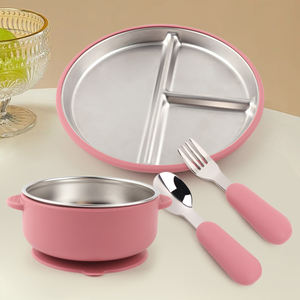 طقم طعام للأطفال من Yiyabb معزول بجدار مزدوج من الفولاذ المقاوم للصدأ من السيليكون لجزء تخزين طعام الأطفال - Product Image 1