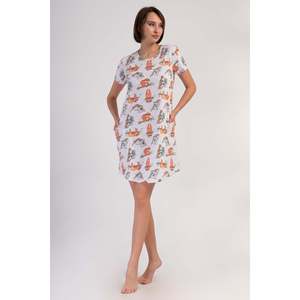 KADIN P.SUPREM O YAKA KISA KOL ETEGI OVAL CEPLI TUNIK - สีเทาผสม - สีเทาผสม - Product Image 1