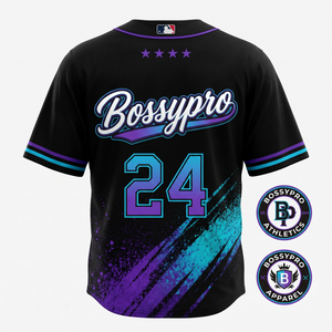 Maillot de baseball personnalisé Bossypro Industries en polyester 100 % sublimé, entièrement boutonné, respirant, uniforme de sport court pour enfants - Product Image 2