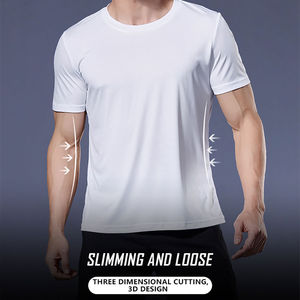 T-shirt uni à manches courtes pour hommes, séchage rapide, respirant, fitness, t-shirt personnalisé de haute qualité pour hommes, vente en gros - Product Image 2
