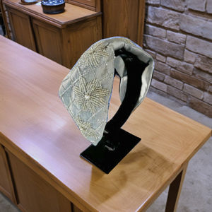 Premium Beadwork Luxury Hand Embroidered <b>Headband</b> Fabric Elegant Floral Design Women and Girls Fashion Hair Accessory Artisan - Product Image 1