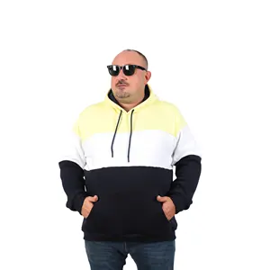 Plus Size Men's Clothing Hoodie Sweatshirt Yellow Color Cotton High Quality - Made in Turkey