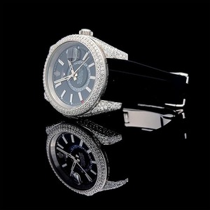 Montre de plongée automatique pour homme en moissanite taille VVS, mouvement Ronda, bracelet en acier inoxydable, cadran en verre analogique, haute qualité, luxe - Product Image 3