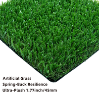 Rumput sintetis ultra realistis untuk taman belakang, taman bermain lalu lintas sibuk, dengan benang berbentuk W yang tahan lama