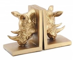 Juego de 2 sujetalibros de piña con acabado dorado de lujo para la decoración elegante de la oficina en casa y la estantería, hechos a mano de La India - Product Image 4