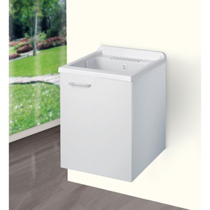 Mobile Lavabo da Terra Moderno Sky 45x50x65cm con Lavabo in Ceramica e Armadietto a Specchio - Product Image 2