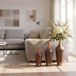 แจกันโลหะสไตล์นอร์ดิกสมัยใหม่ ปี 2026 พร้อมลวดลายสีเขียวและเหลืองแบบชายฝั่ง แจกันเหล็กสำหรับดอกไม้ เหมาะสำหรับตกแต่งบ้านอย่างมีระดับ - Product Image 2