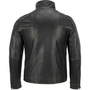Chaqueta de Cuero Genuino Vintage para Hombre, Estilo Retro de Motociclista, Cuello Alto, Impermeable y Transpirable - Product Image 3