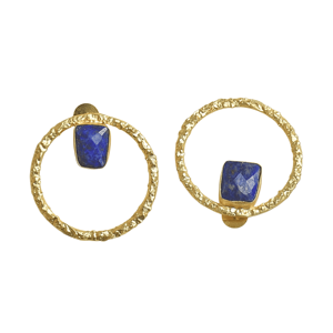 Pendientes de Latón de Moda para Exportación, con Piedras Semipreciosas Naturales, Textura Mate de Latón, Hipoalergénicos, Seguros de Usar, Alta Calidad - Product Image 2