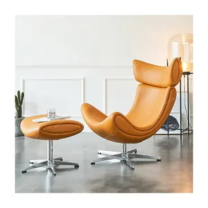 Màu cam phong cách hiện đại ghế bành phòng khách sofa đơn da Hàn Quốc Sofa Da Đơn 360 độ xoay phòng khách
