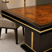Ensemble de table à manger rotative en bois de burl moderne et luxueux, 8 places, avec chaises rembourrées, rectangulaire, pour la maison et l'hôtel