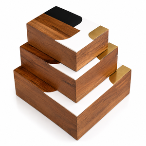 Wooden Resin Inlay Jewelery Box Brass Detail Decorative Storage <b>Case</b> for Gift and <b>Vanity</b> Display Storage Box Decorative Wooden - Product Image 2