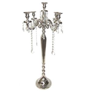 Candélabre en métal fait main de luxe avec bougeoirs perlés en cristal, centre de table et de sol, décoration de fête, support pour bougies chauffe-plat et pilier - Product Image 5