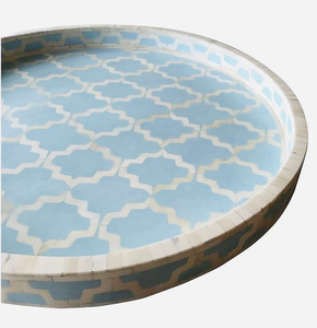 ถาดเสิร์ฟทรงกลมงานฝีมือคุณภาพพรีเมียม ประดับไม้และกระดูก สำหรับใช้ในครัว บ้าน โรงแรม เหมาะสำหรับเทศกาลรอมฎอน คุณภาพดีที่สุดจากอินเดีย - Product Image 4