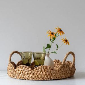 Marvelous Bamboo Rattan Serving <b>Tray</b>,Decorative Handmade Table Ware <b>Tray</b> <b>for</b> Storage Table,Farmhouse Home <b>Decor</b> - Product Image 2