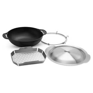 Juego de Vaporera y Wok de Hierro Fundido CRAFTED GOURMET 7607 (36 cm) para Cocina al Aire Libre, Compatible con Weber - Product Image 1