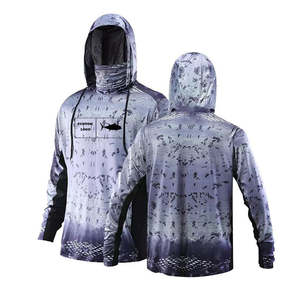 Venta al por mayor Upf50 protección UV Camo con capucha camisa de pesca de secado rápido poliéster cuello polaina de talla grande Casual para la pesca de invierno para - Product Image 2