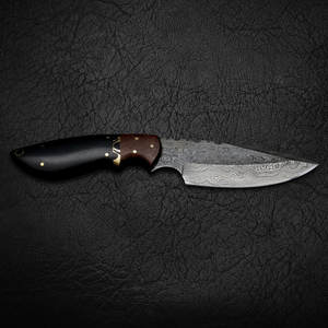 Wholesale Custom Handmade Quanah Damascus Steel Hunting <b>Knife</b> 1095 15N20 <b>Twist</b> Pattern Full Tang Fixed Blade OEM Leather Sheath - Product Image 2