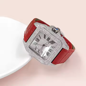 Montre en quartz avec diamant moissanite radiant pour homme avec pierres scintillantes VVS, cadran en verre, design moderne et élégant, luxe - Product Image 6