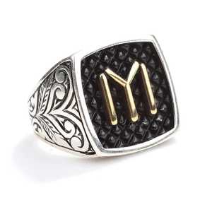 Bague pour homme en argent sterling 925, objet de collection culturel, avec serti clos en forme de bouclier et gravure de bras de la tribu Kay, pour usage quotidien - Product Image 2