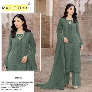 Traje Salwar de Tela de Georgette Sintética Pakistaní para Fiestas con Bordado Intenso de Maruti Fashion - Product Image 5